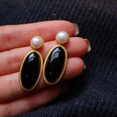 LanLivia – wholesale Dangle earrings – Modern Vintage Black Onyx Earrings2