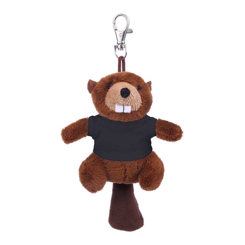 Plushland - Wholesale Keychain - Unisex - 4" Tiny Beaver Keychain Plush with Customizable T-shirts