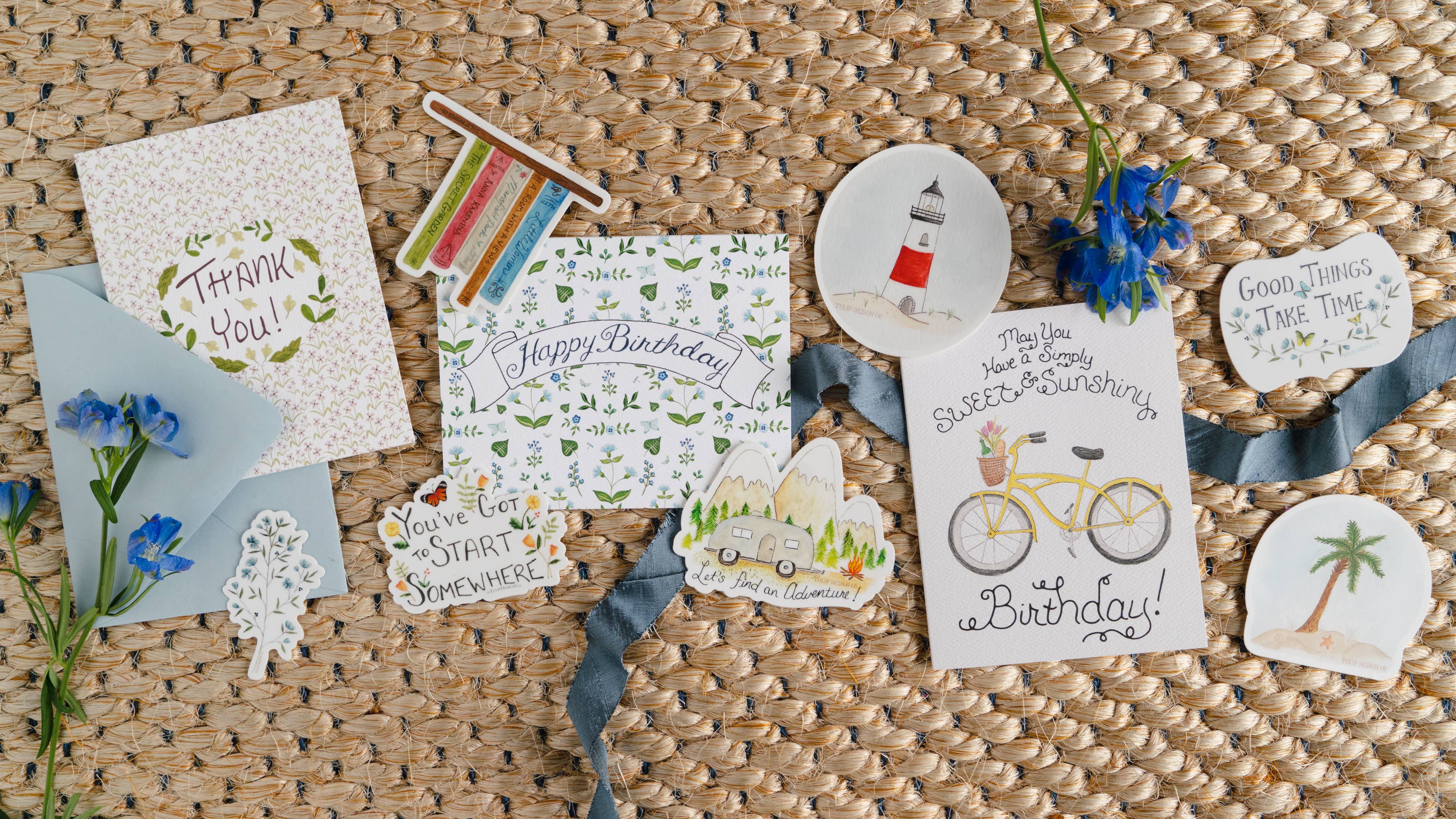 Tulip Design Company - Wholesale Birthday Card - Happy Birthday Blues & Greens Greeting Card2