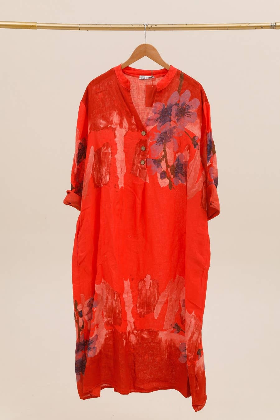 Lea & Luc - Grandes Tailles - Wholesale Dress - Women's - Floral print dress in 100% Linen REF. 7223012