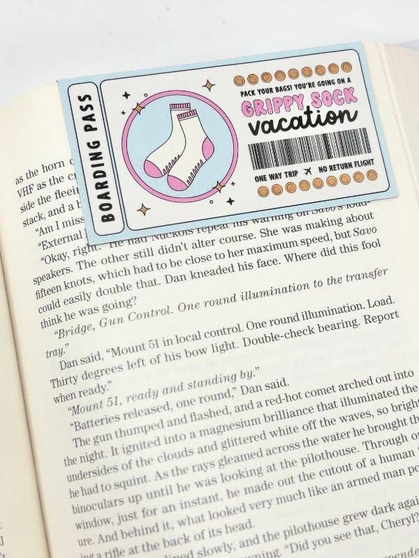 Grippy Sock Boarding Pass Magnetic Bookmark for wholesale by 1st Allie