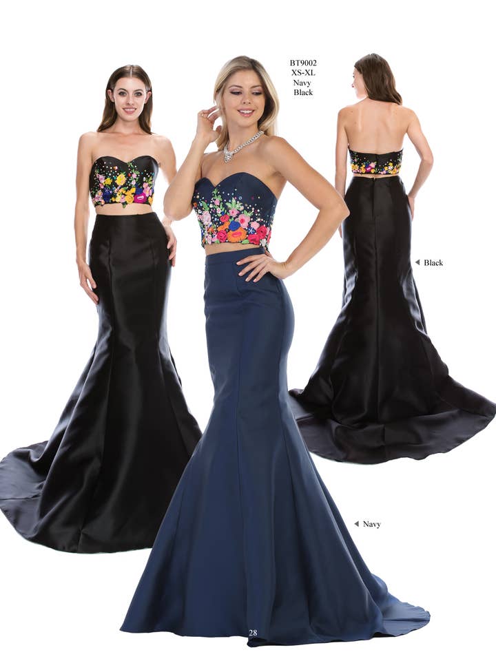 Chicas - Wholesale Gown - Women's - Long Two Piece Flower Taffeta Mermaid Dress BT9002