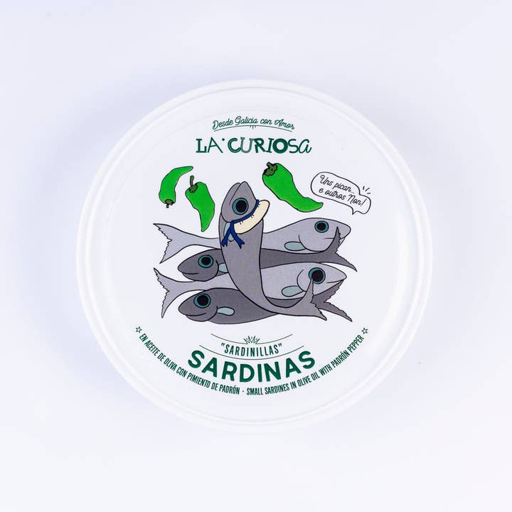 La Curiosa - Wholesale Tinned Fish - Small sardines with padrón peppers 10/14 pieces11