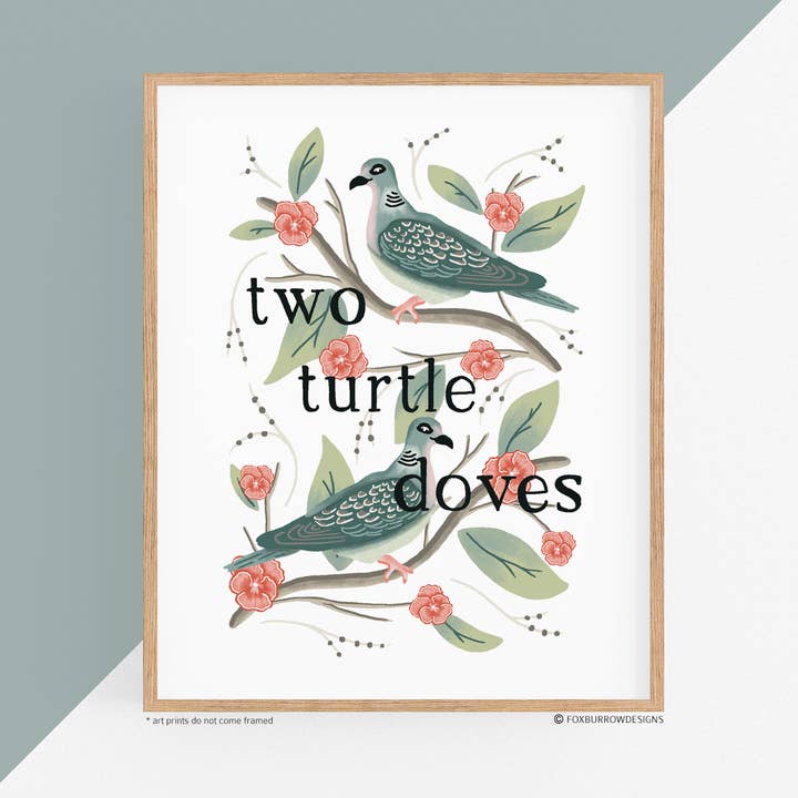 12 dias de Natal - duas pombas tartaruga por atacado de Fox Burrow Designs