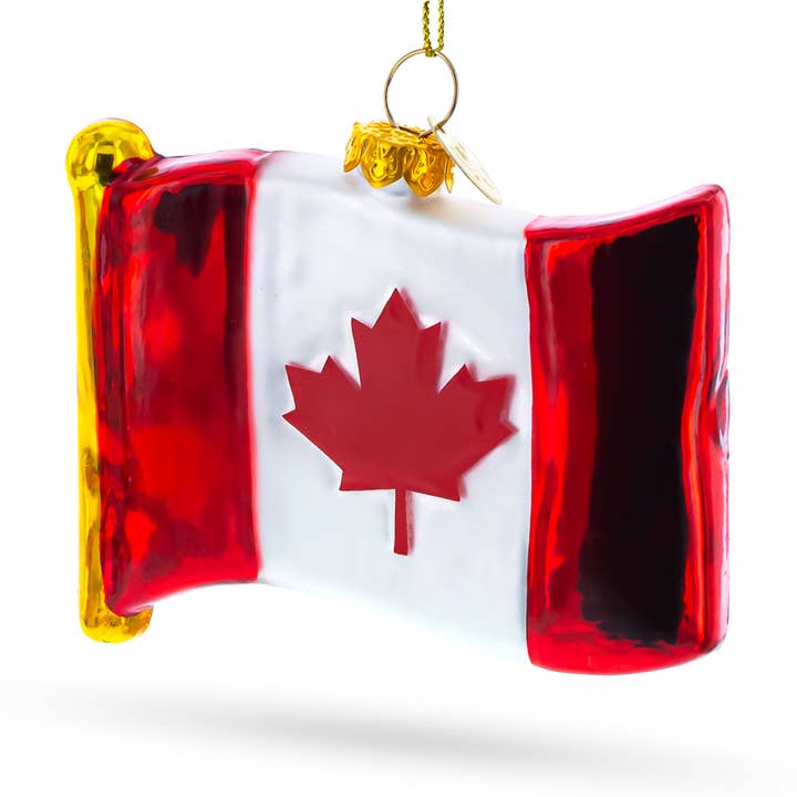 Waving Flag of Canada Glass Christmas Ornament for wholesale by BestPysanky