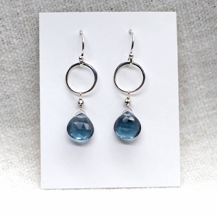 Blue Quartz Ring Silver Earrings for wholesale by Susan Roberts Jewelry