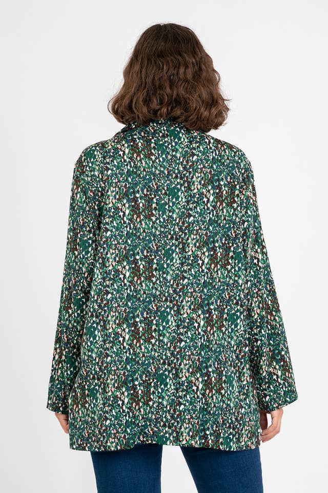 Pomme Rouge Paris - Vente Blazer – femme - Blazer grande taille imprimé léopard vert (C6528)