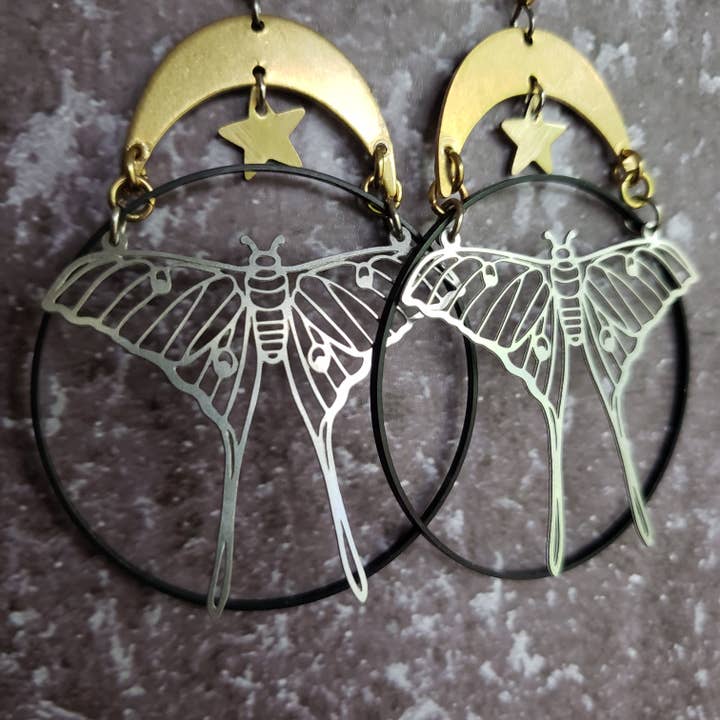 Coleção de Metais Elementares ◇Luna◇ Brincos de Latão com Inspiração Celestial por atacado de Verdilune