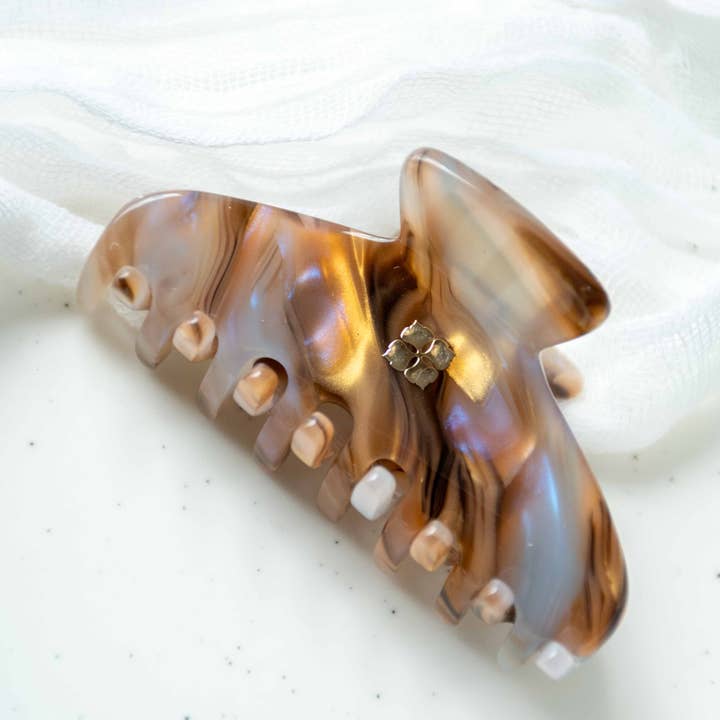 Glamour Grip Mini Claw in Ametrine | Bronze Gold Lavender | Italian Acetate Tortoise Shell Small Hair Clip for wholesale by Fenna&Fei