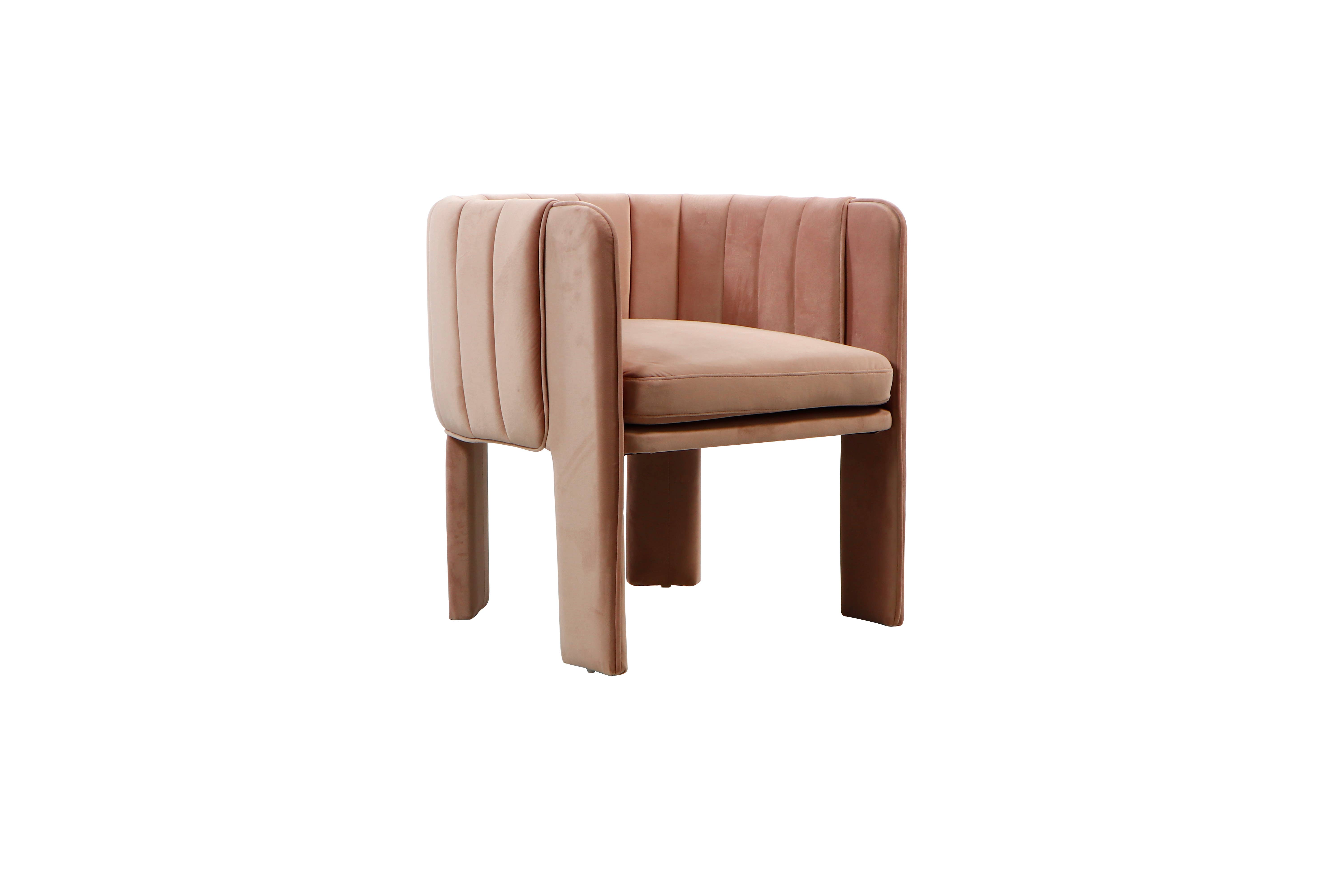 Statements by J - Vendita all'ingrosso Sedie - Poltrona da pranzo Olivia con braccioli e cucitura a canali, color blush1