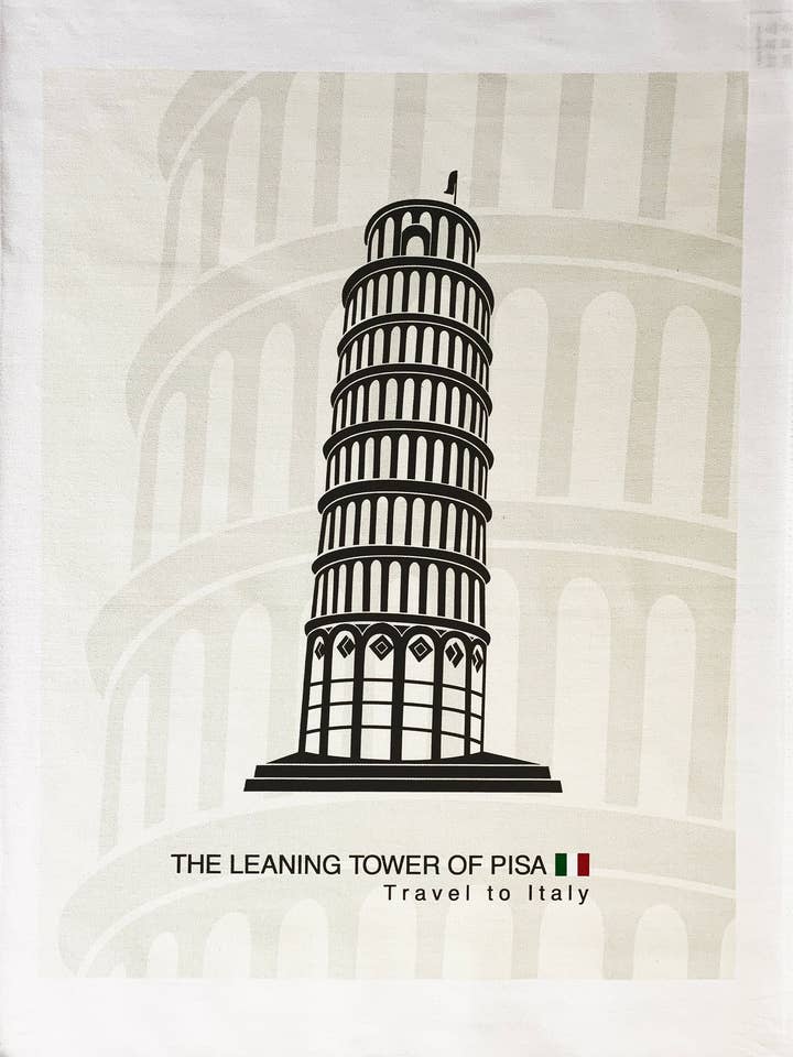 La tour penchée de Pise - Grand torchon en coton pour la vente par Half a Donkey