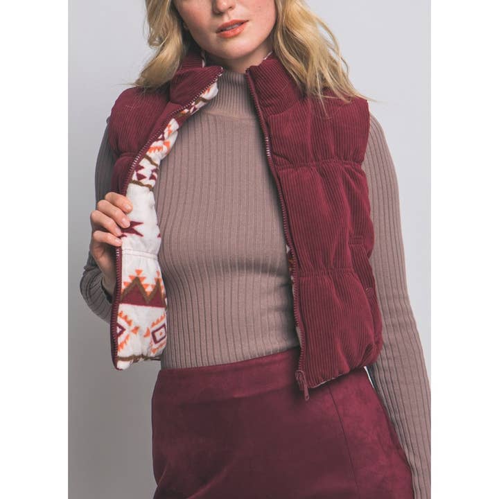5194VN Reversible Corduroy Puffer Vest for wholesale by Coloring You