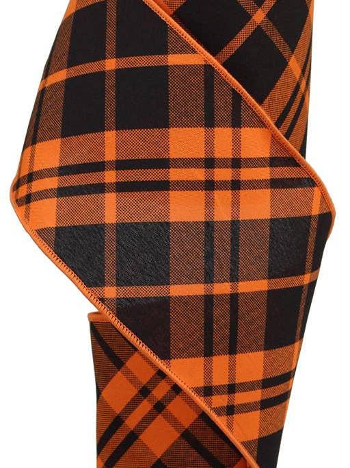 4"X10YD PRINTED DIAGONAL PLAID - ORANGE/BLACK - RGB105220 for wholesale by General Wholesale Inc