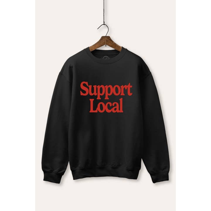 ONDERSTEUN LOKALE GEBORSTELDE FLEECE GRAFISCHE SWEATSHIRT voor wholesale door VINTAGE POINT USA