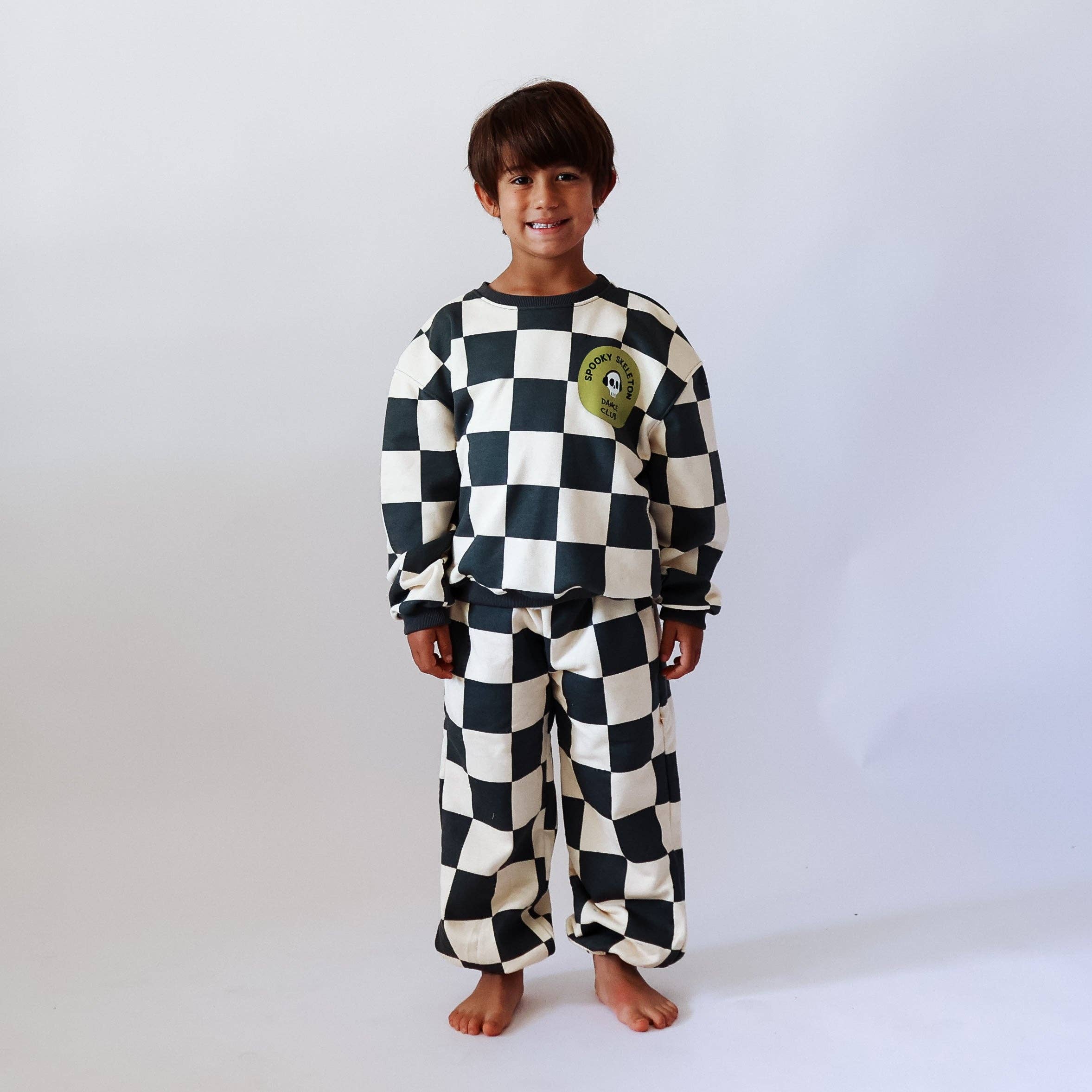 JOGGER | CHECKERED CHARCOAL | Kids for wholesale on Faire2