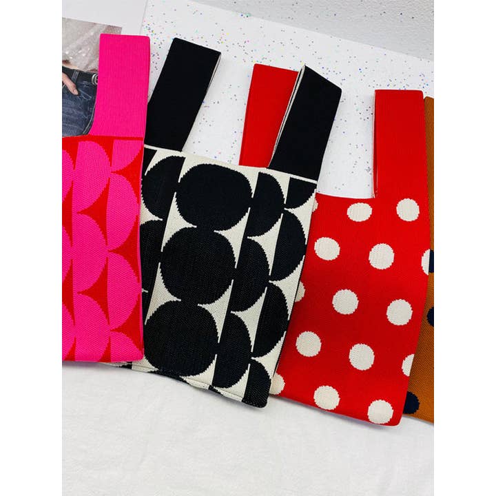 FurDecoration - Wholesale Tote Bag - Women's - Contrast Color Polka-Dot Bags Accessories Woven Handbag5