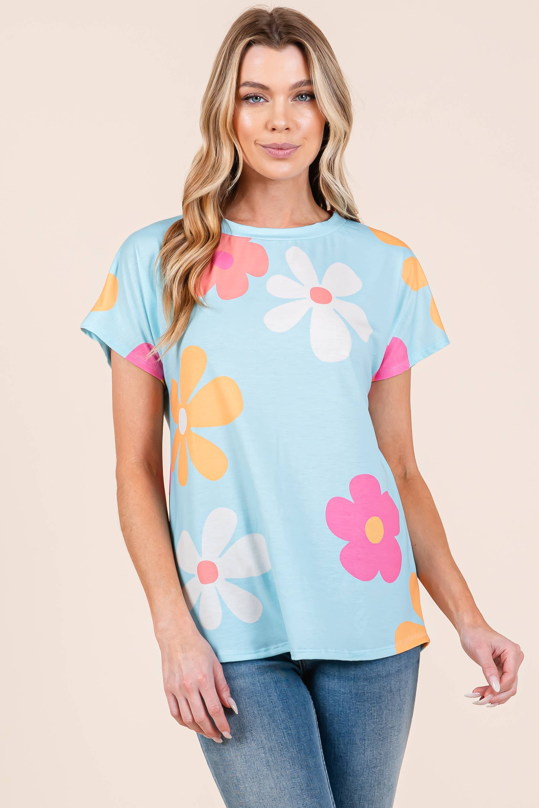 BOMBOM - Wholesale T-Shirt - Women's - TA2192 Boho Floral Print Tee2