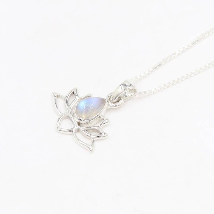 Jay Jools - Wholesale Pendant/Charm Necklace - Rainbow Moonstone Lotus Pendant: 925 Sterling Silver Jewelry1