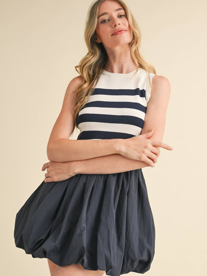 &MERCI – Vestido - Mulher por atacado – VESTIDO MINI COM BAINHA BOLHA EM MÍDIA MISTA MDR371011