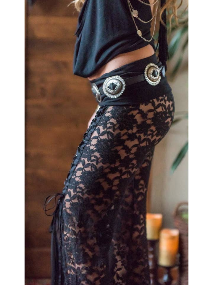 Temple Ro - Wholesale Pants - Women's - THE HENDRIX LACE PANT - BLACK4