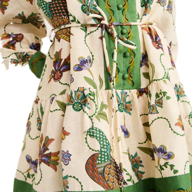 Vert Robe à manches lanternes artistique 2025 style indépendant en vente sur Faire2