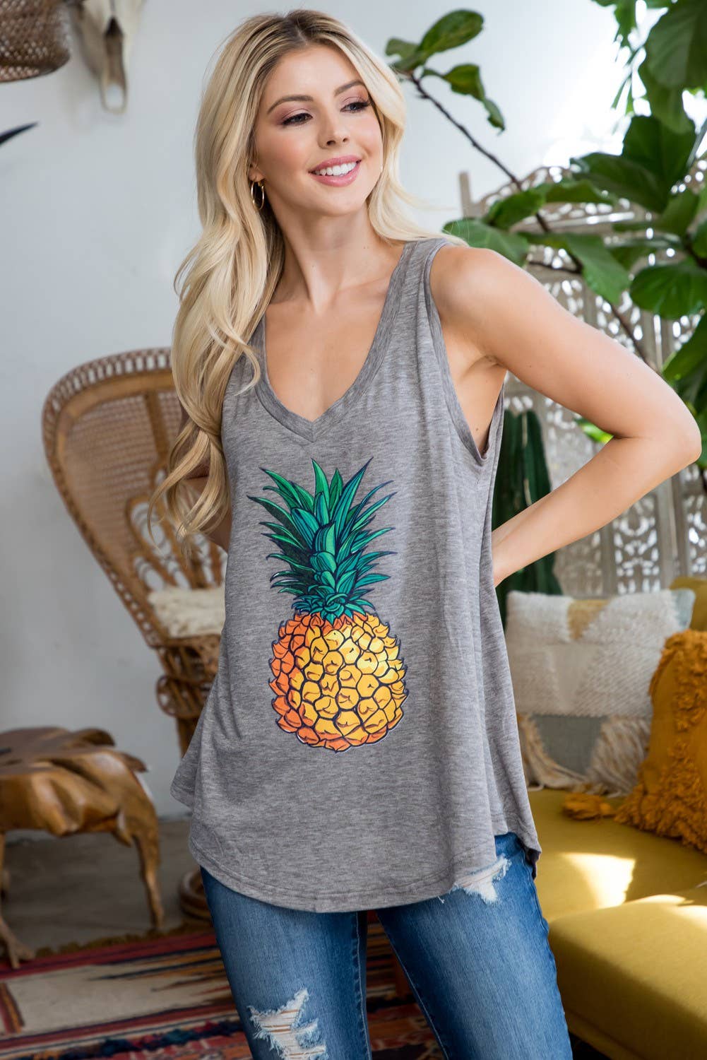 LA Soul - Wholesale Tunic - Women's - Pineapple Print Flowy Tanktops4