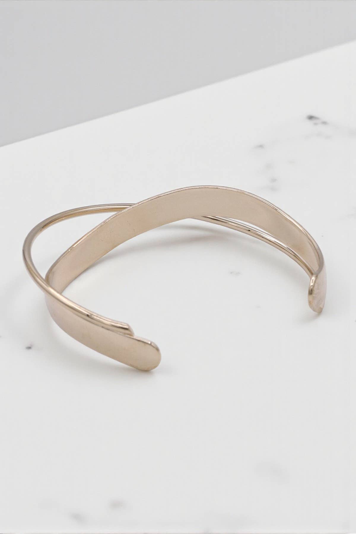 Gold Modern Brass Wavy Layered Cuff Bracelet for wholesale on Faire1
