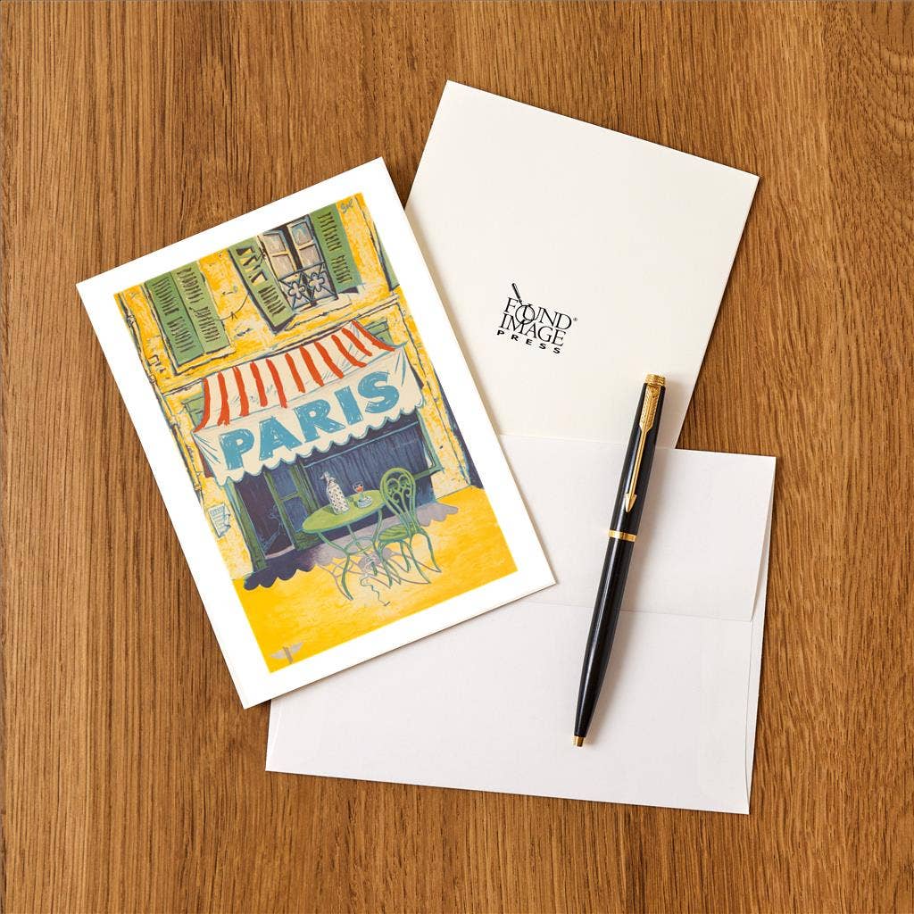 Found Image Press - Vendita all'ingrosso Set di cartoleria/cancelleria - Cartolina PS-133 Caffè all'aperto, Parigi, Francia1