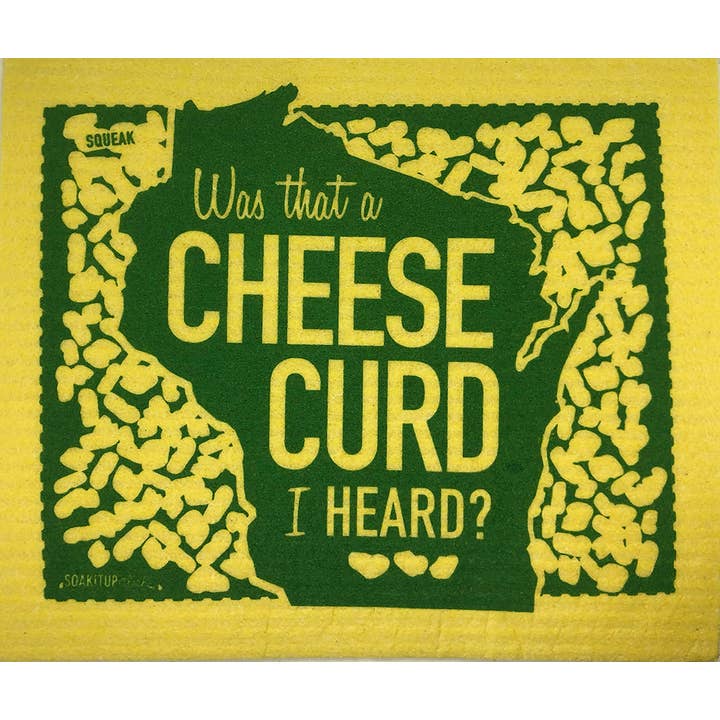 Wi Cheese Curd Yellow Dishcloth for wholesale by Soak iT Up Eco-friendly Greetings + Gifts
