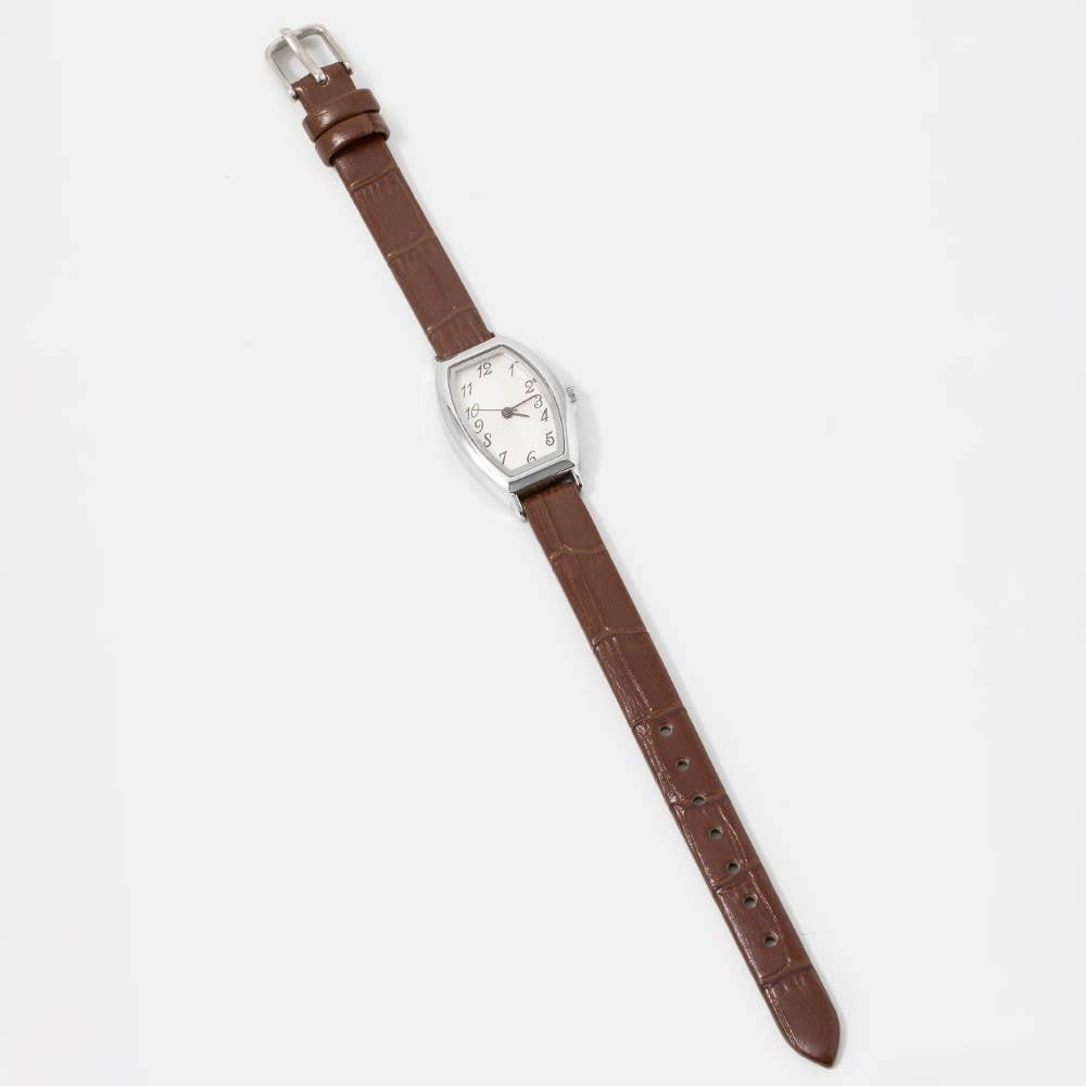 Collections by Fame Accessories - Wholesale Wrist Watch - Women's - Vintage Style Thin Leather Strap Watch5