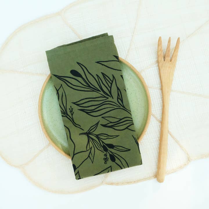 Elana Gabrielle - Wholesale Dinner & Cloth Napkin - Olive Linen Napkins - Set of 2