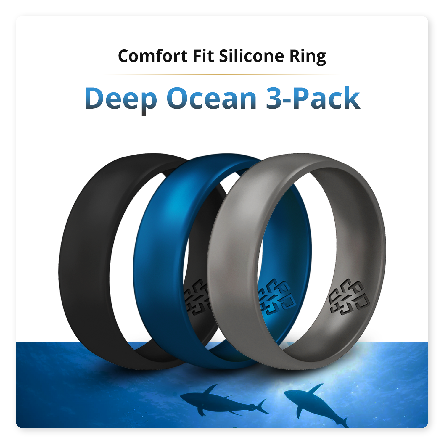 Knot Theory Silicone Ring - Wholesale Band/Stacked Ring - 3 Pack Knot Theory Deep Ocean Arc Comfort Fit0