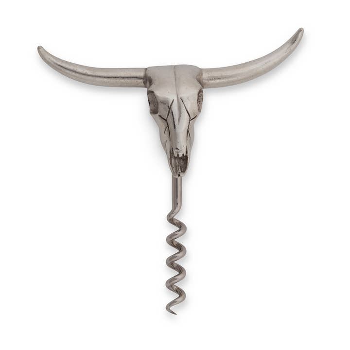 Pewter Cow Skull Wine Pull for wholesale by Vagabond House