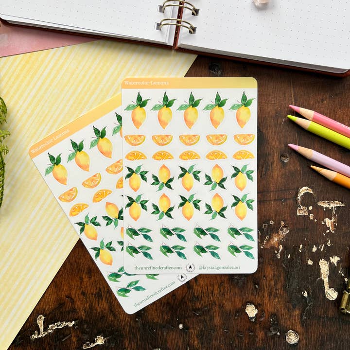 Folha de adesivos de limão por atacado de The Unrefined Crafter