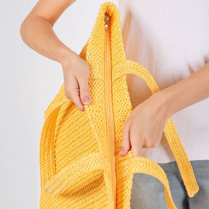 Hana - Wholesale Tote Bag - Women's - Solid Color Crochet Summer Straw Tote Bag54
