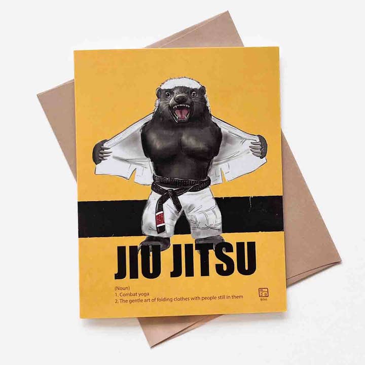 True North Creations - Vente Cartes d'anniversaire - Carte de vœux BJJ Honey Badger - Design amusant
