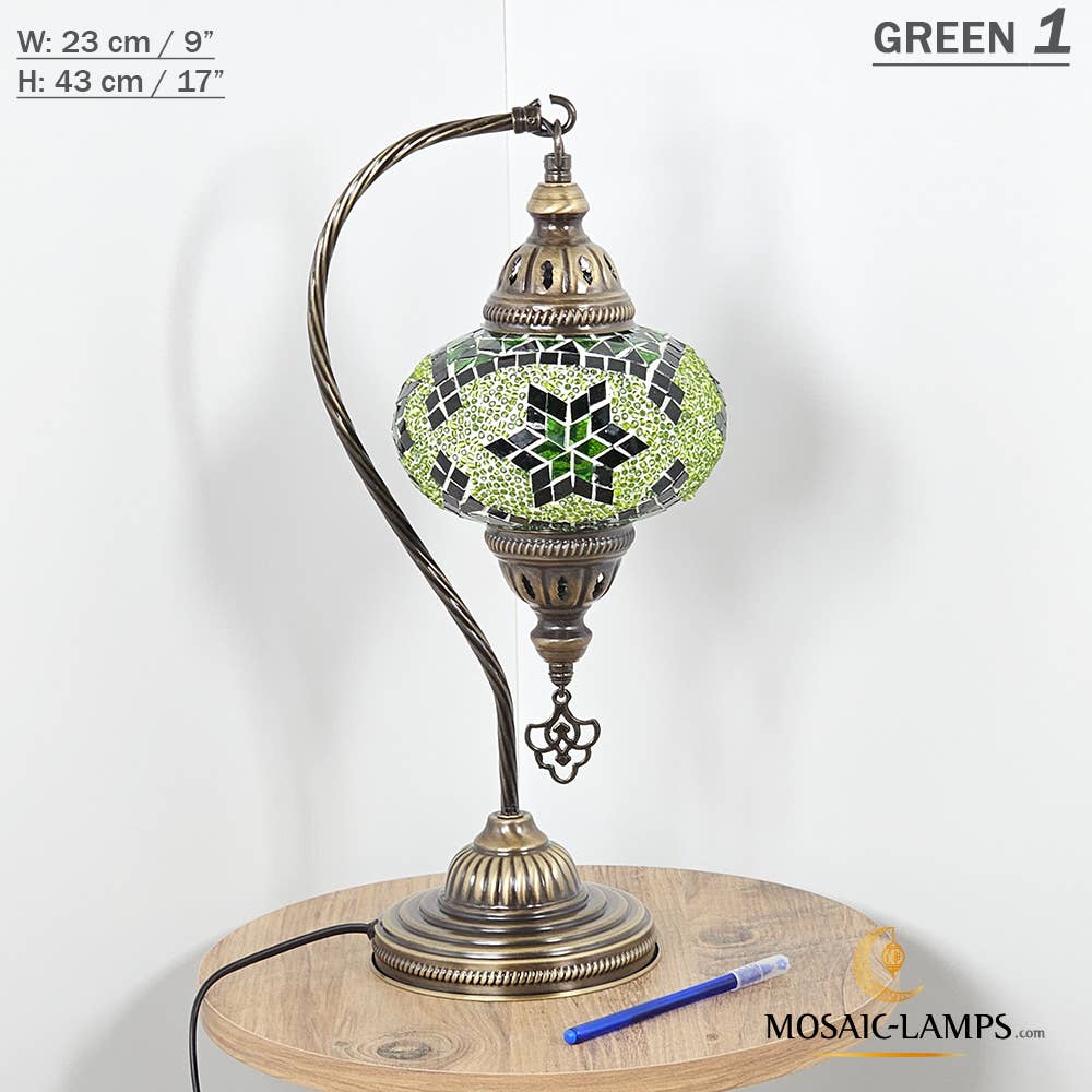 Mosaic Lamps - Wholesale Accent/Desk Lamp - 10+Colors - Gooseneck Large Globe Mosaic Table Lamp, Turkish21