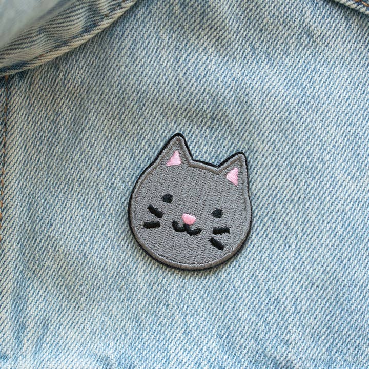 Grey Kitty Patch for wholesale by Everyday Olive