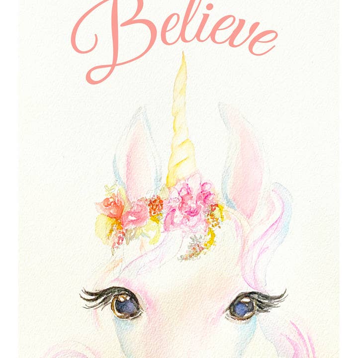 "Believe" Seasonal Print for wholesale by Beth Suter Art