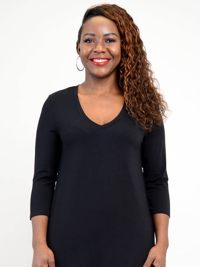 Blue Sky Clothing Co LLC - Vente Tunique – femme - Haut Jackie 3/4, Noir, Bambou0