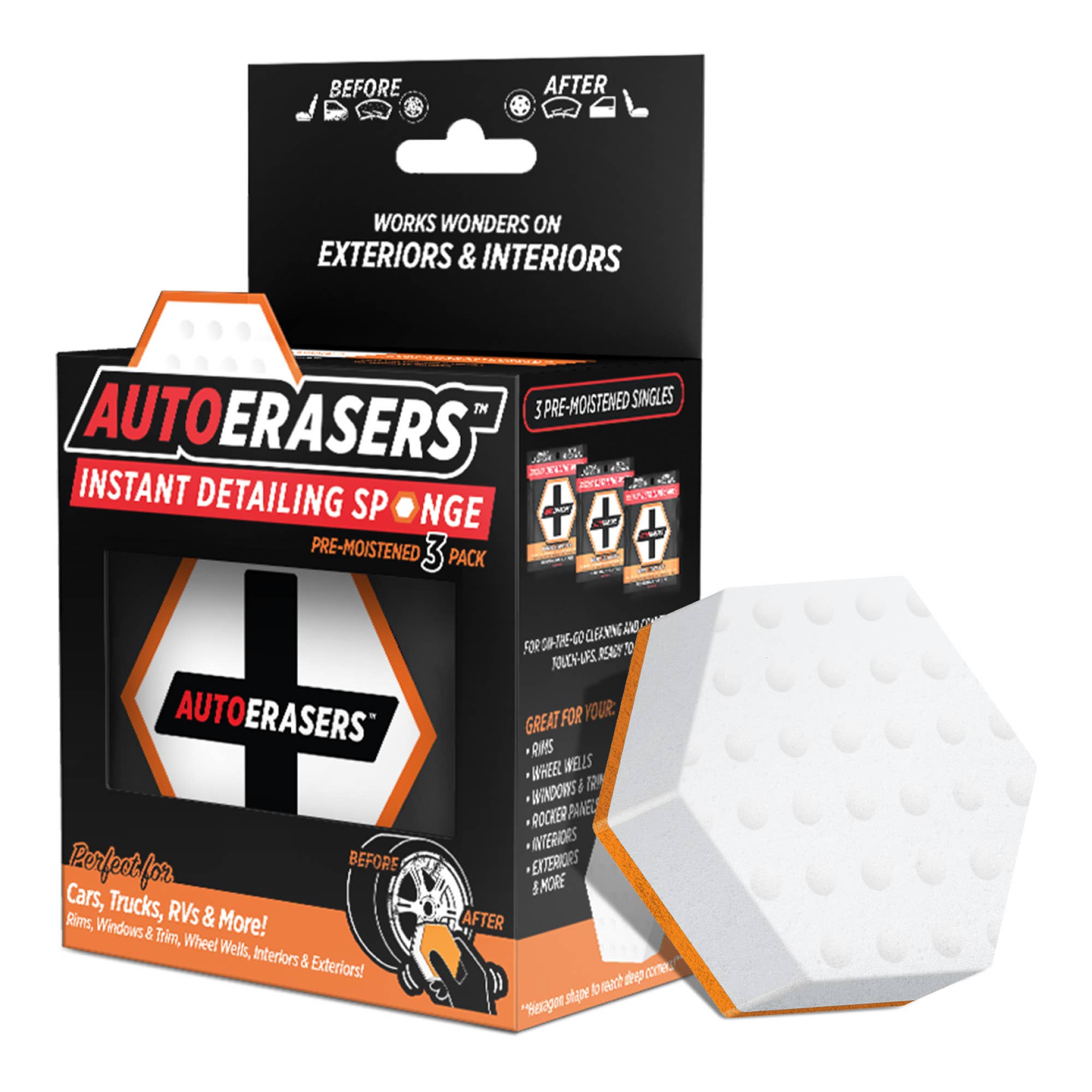 SneakERASERS - Vente Produit de nettoyage pour voitures - AutoERASERS, éponge instantanée pour detailing auto, 1 unité13