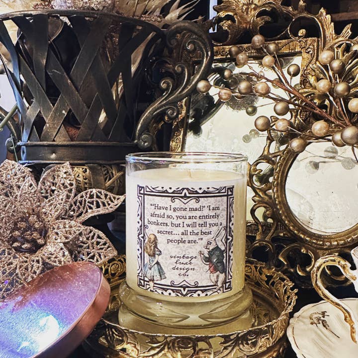 Vintage Luxe Design Co. - Wholesale Jar/Filled Candle - White Rabbit Alice Wonderland 10 Oz Soy Candle Strawberry6