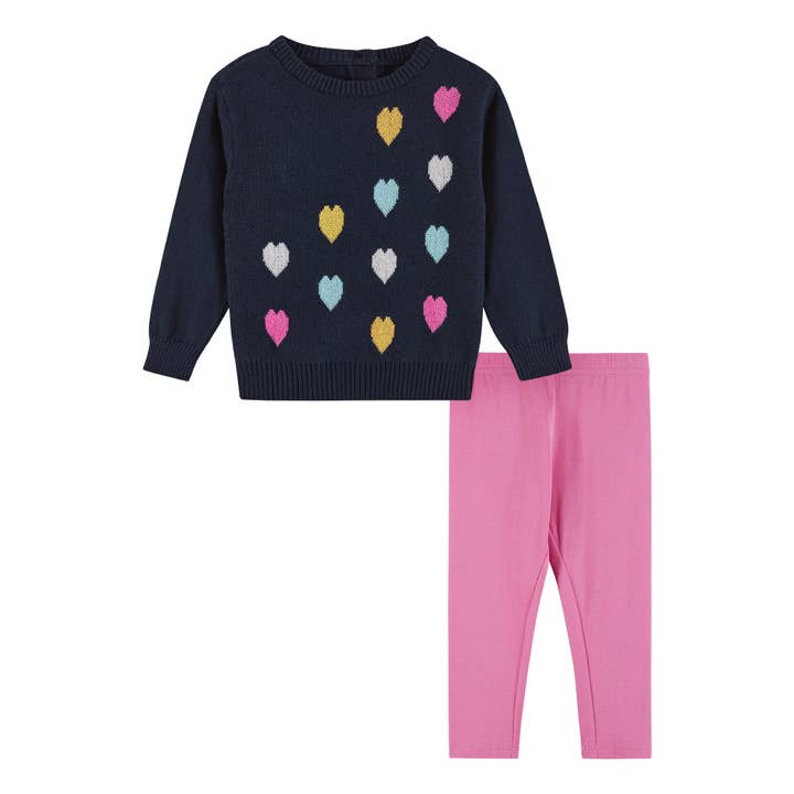 Infant Heart Sweater w/Pink Legging Set for wholesale by Andy & Evan