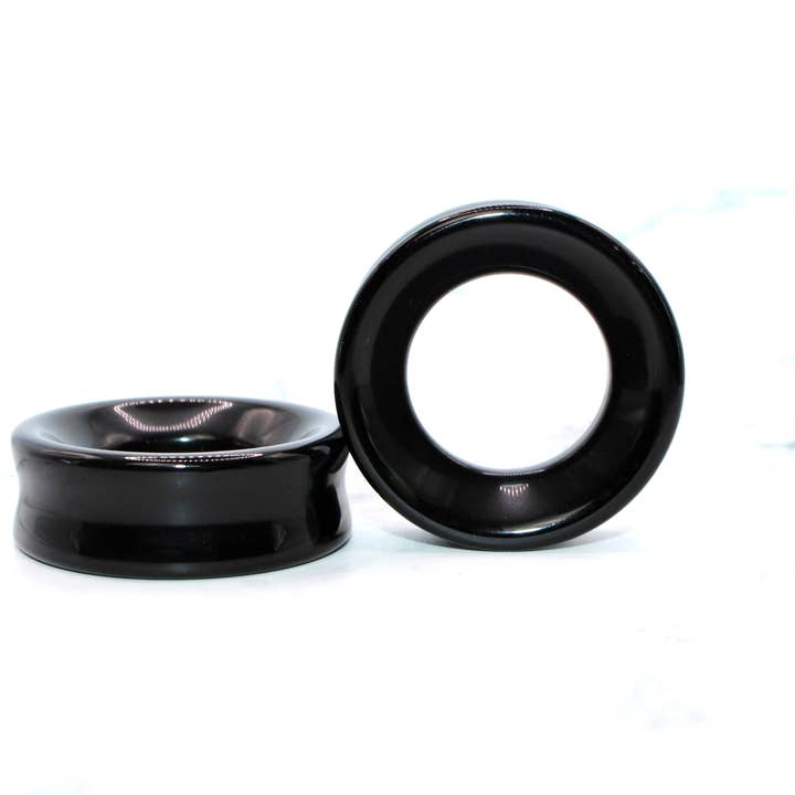Obsidian Double Flare Tunnel Plugs PAIR 6mm-51mm for wholesale by EC Plugs and Gems