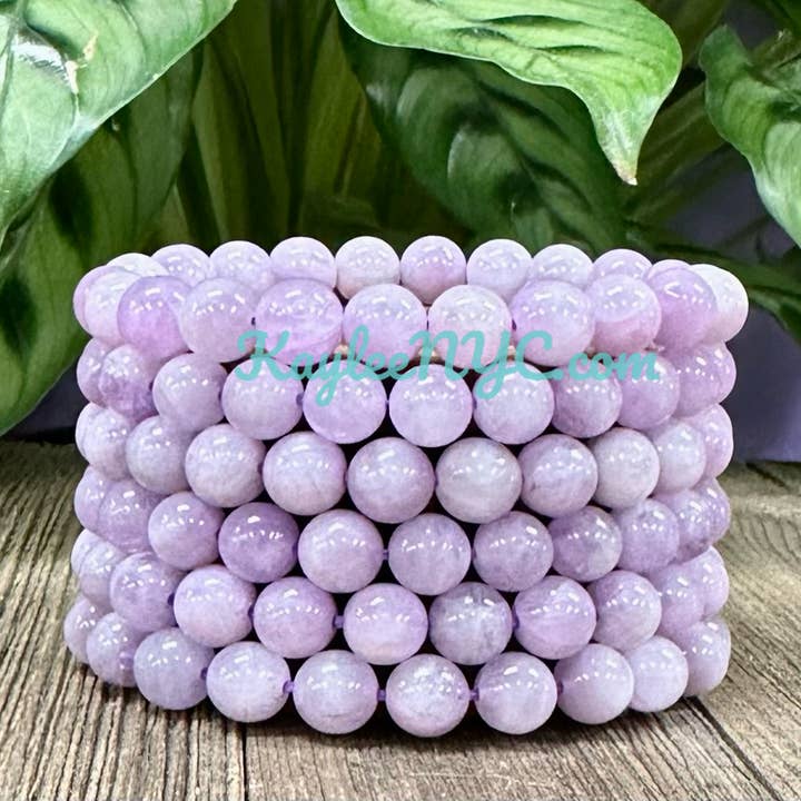 KayleeNYC - Wholesale Beaded Bracelet - Natural Kunzite 8.4-9mm 7.5” Crystal Bracelet