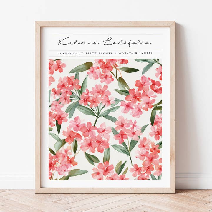 Kunst: Connecticuts statsblomst for engroshandel hos Backstory Map Co.