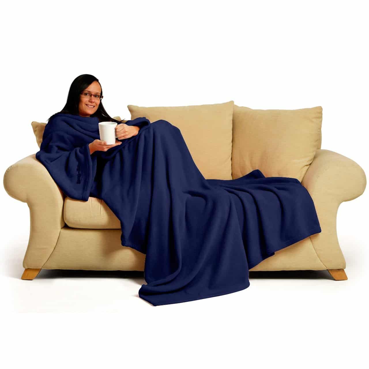 Wholesale Gifts Tomorrow – wholesale Throw blanket – Navy Deluxe Snug Rug Blanket With Sleeves And Pouch Pocket2