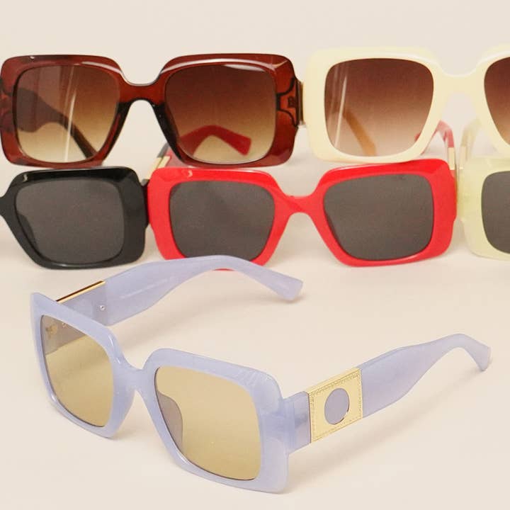 ASSORTED COLOR Retro Square Acetate Sunglasses for wholesale on Faire