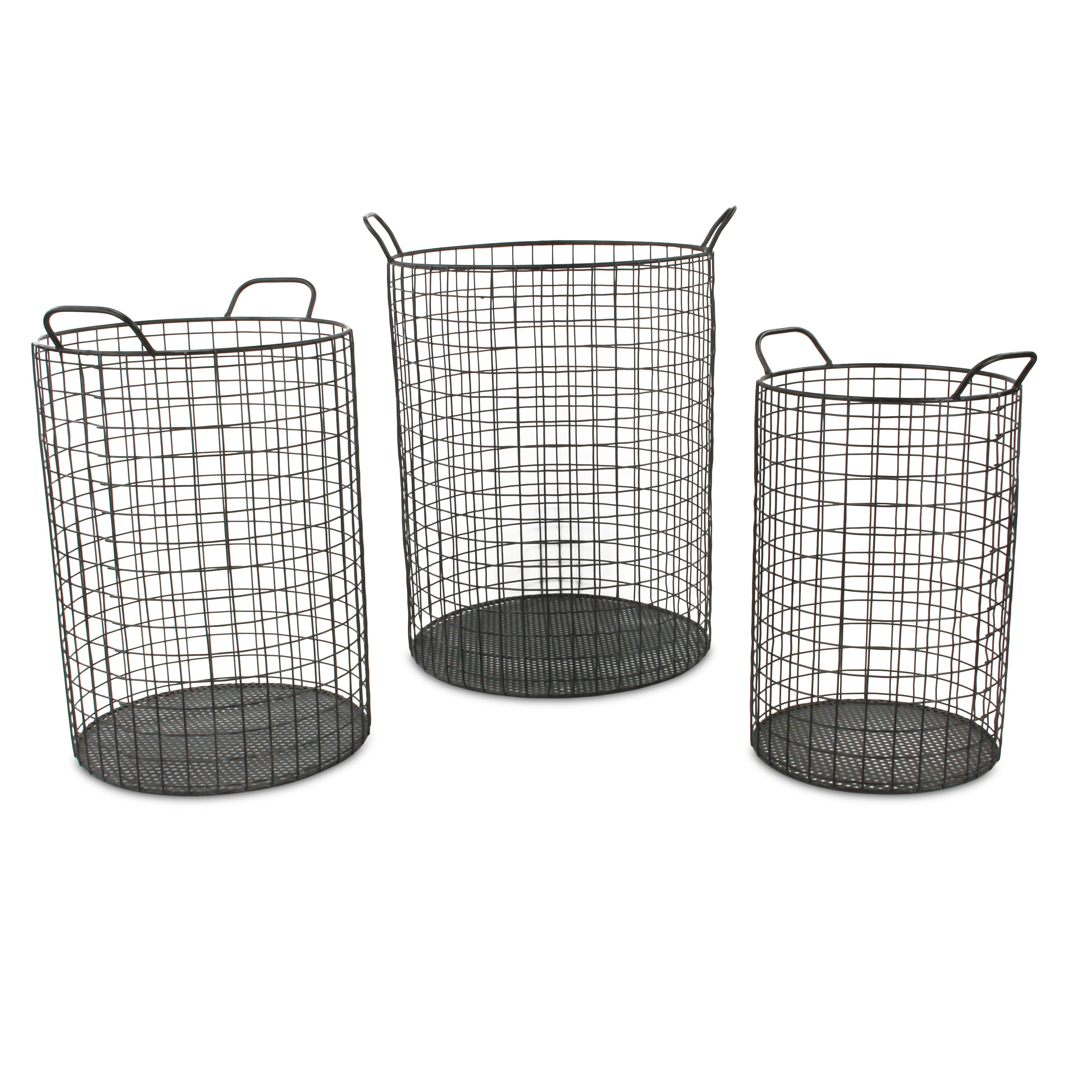 Cheungs Home Decor - Wholesale Basket - Crafton Set of 3 Metal Cylinder Wire Baskets4