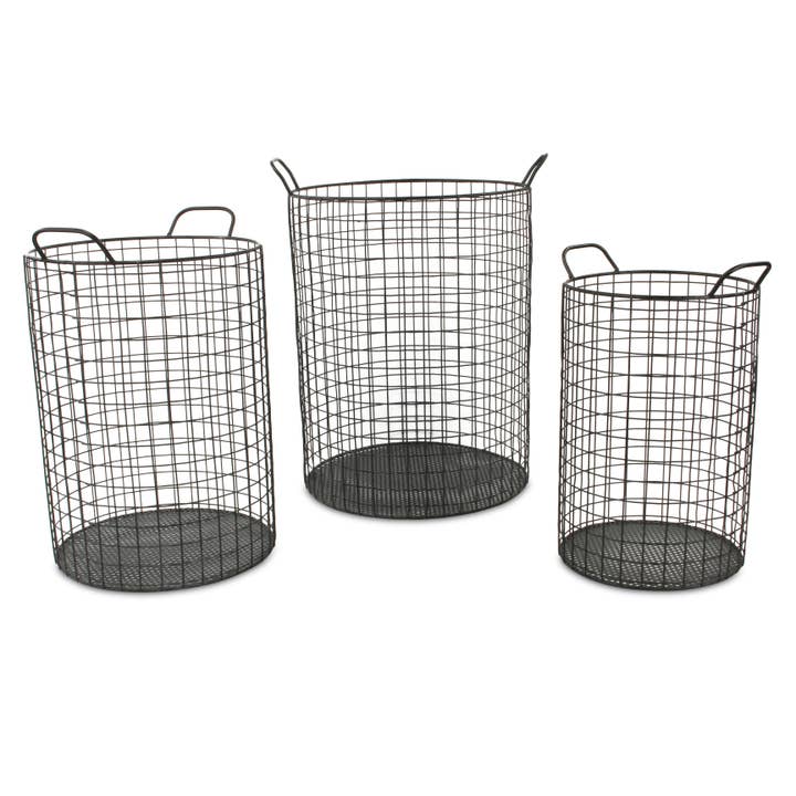 Cheungs Home Decor - Wholesale Basket - Crafton Set of 3 Metal Cylinder Wire Baskets4
